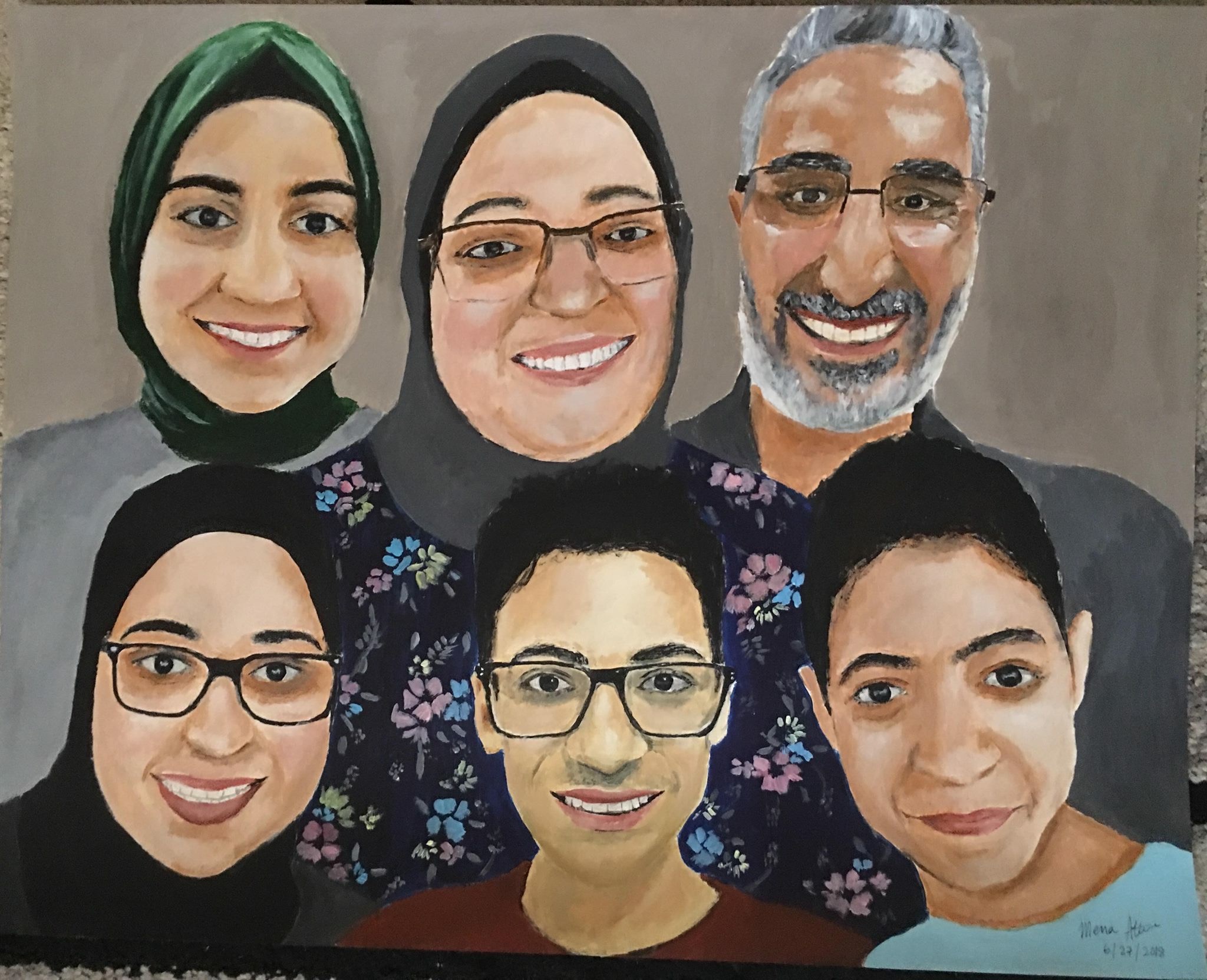 Family Portrait. 18x24 Acrylic Paint on Paper, June 2018