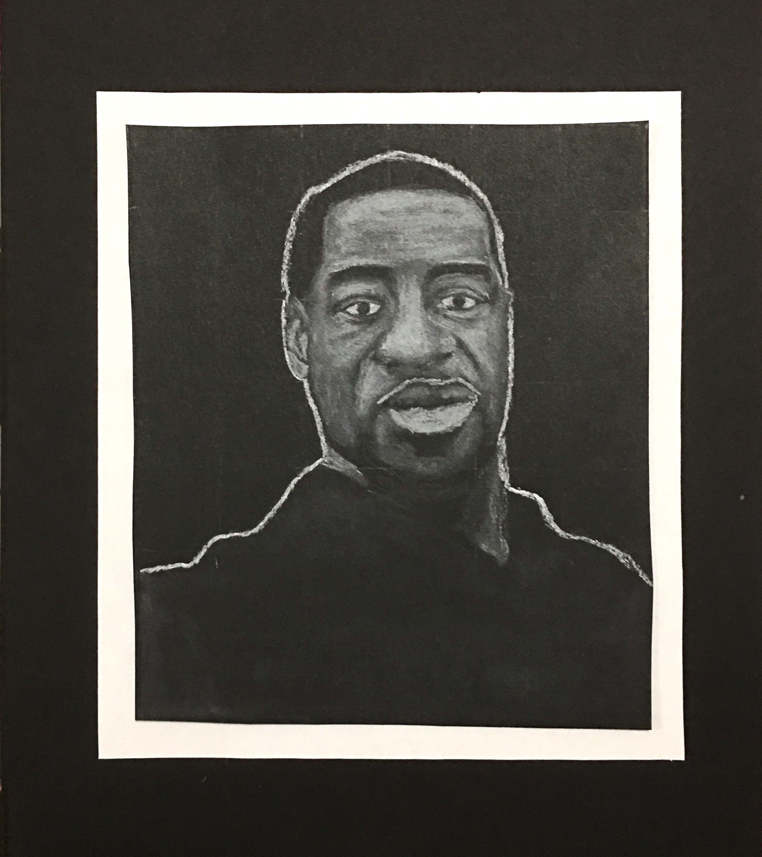 George Floyd. White Conte on Black Paper, June 1, 2020