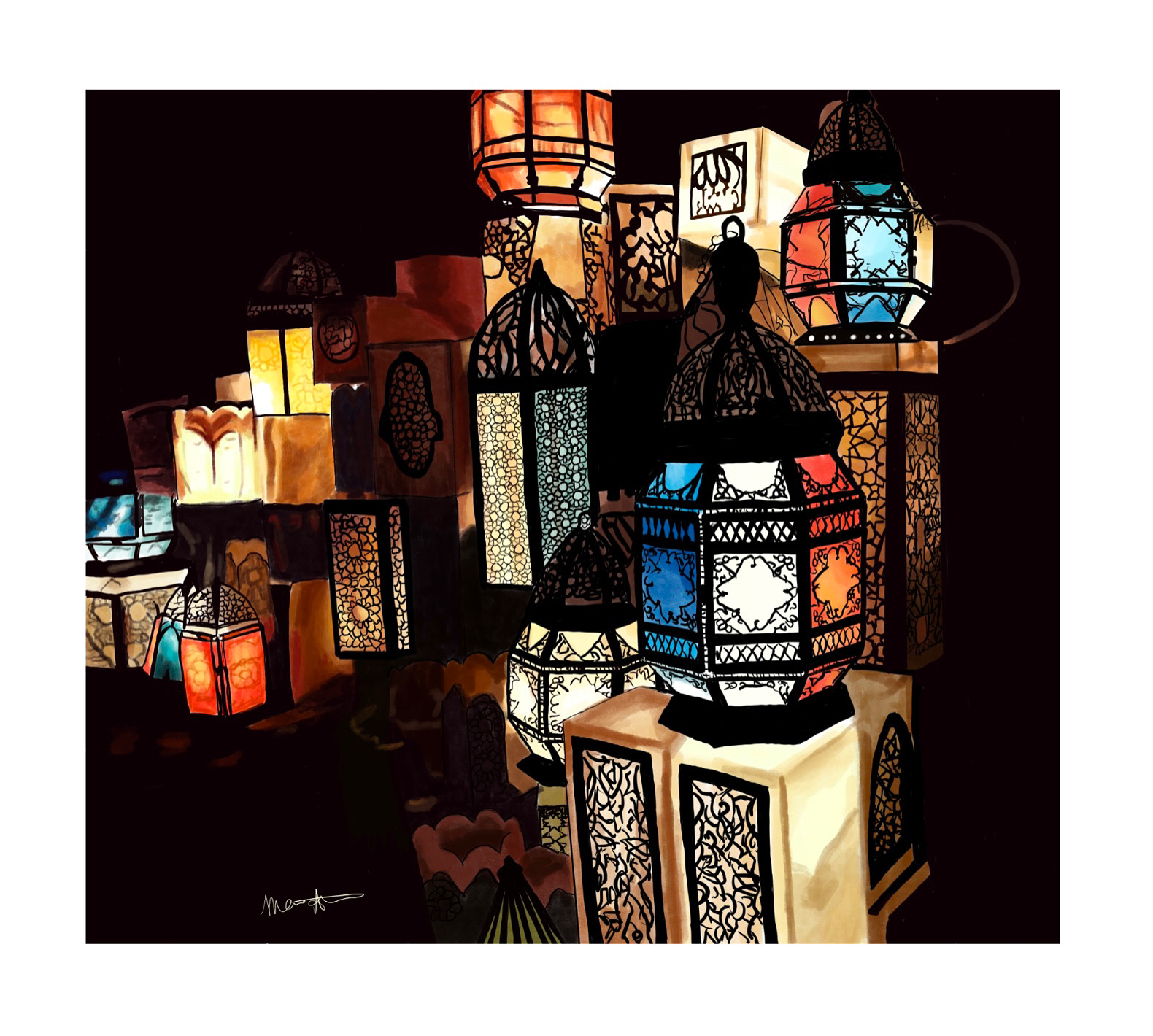 Ramadan Lanterns. Procreate Digitial Painting. March 26, 2023