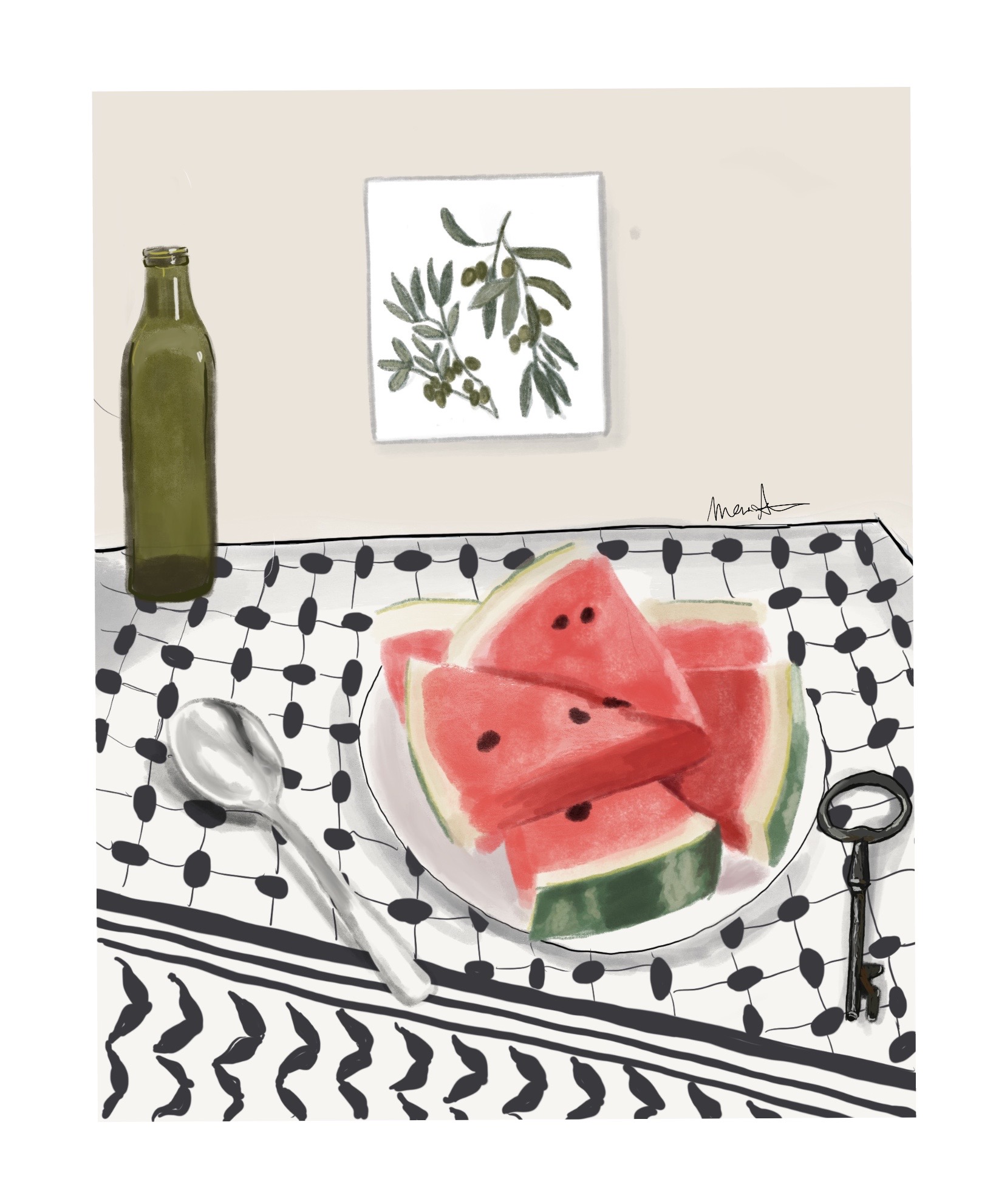 Palestine Symbols. Procreate Digital Painting. September 11, 2021