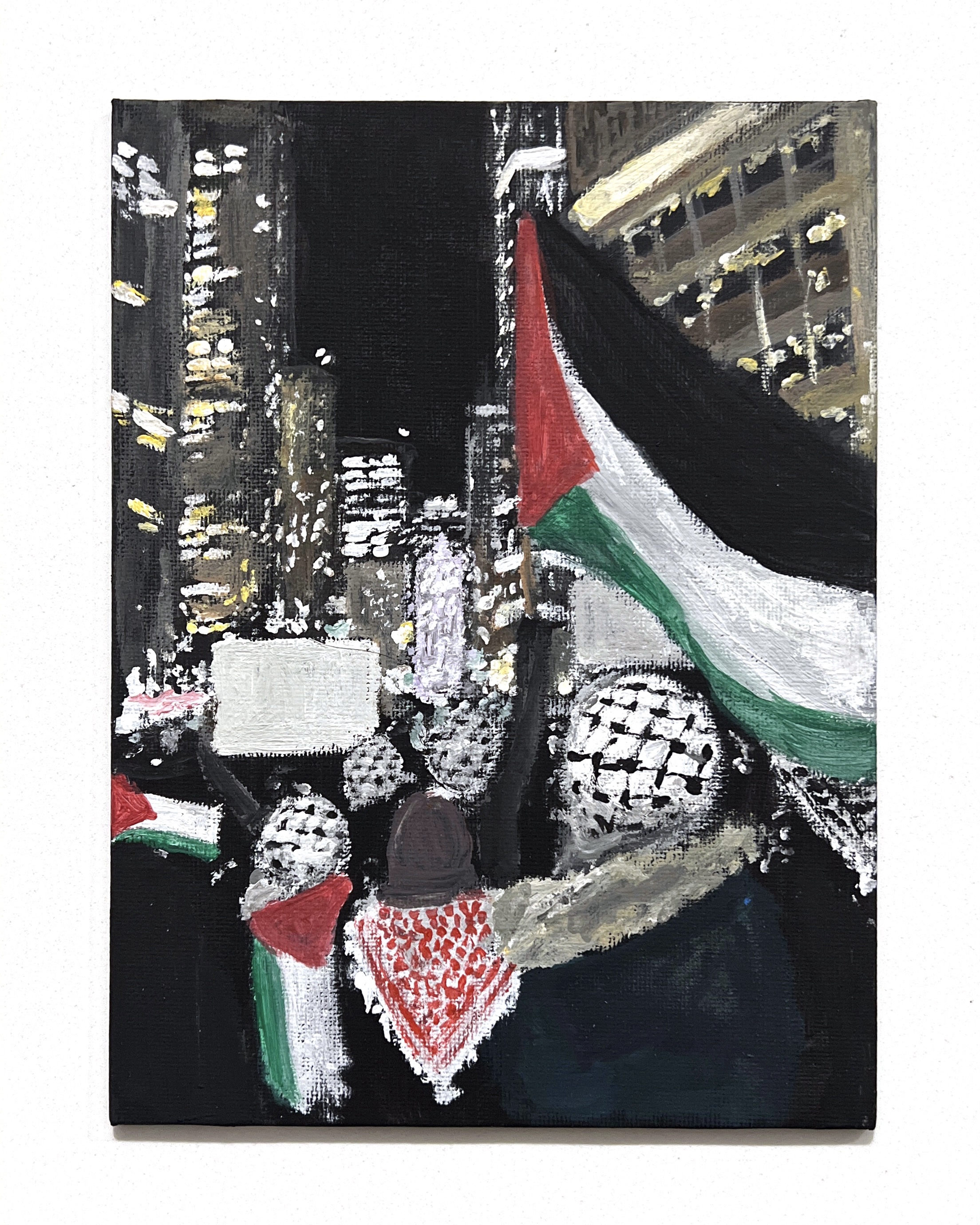 Palestine Protest in NYC. Acrylic Paint on canvas. November 16, 2023