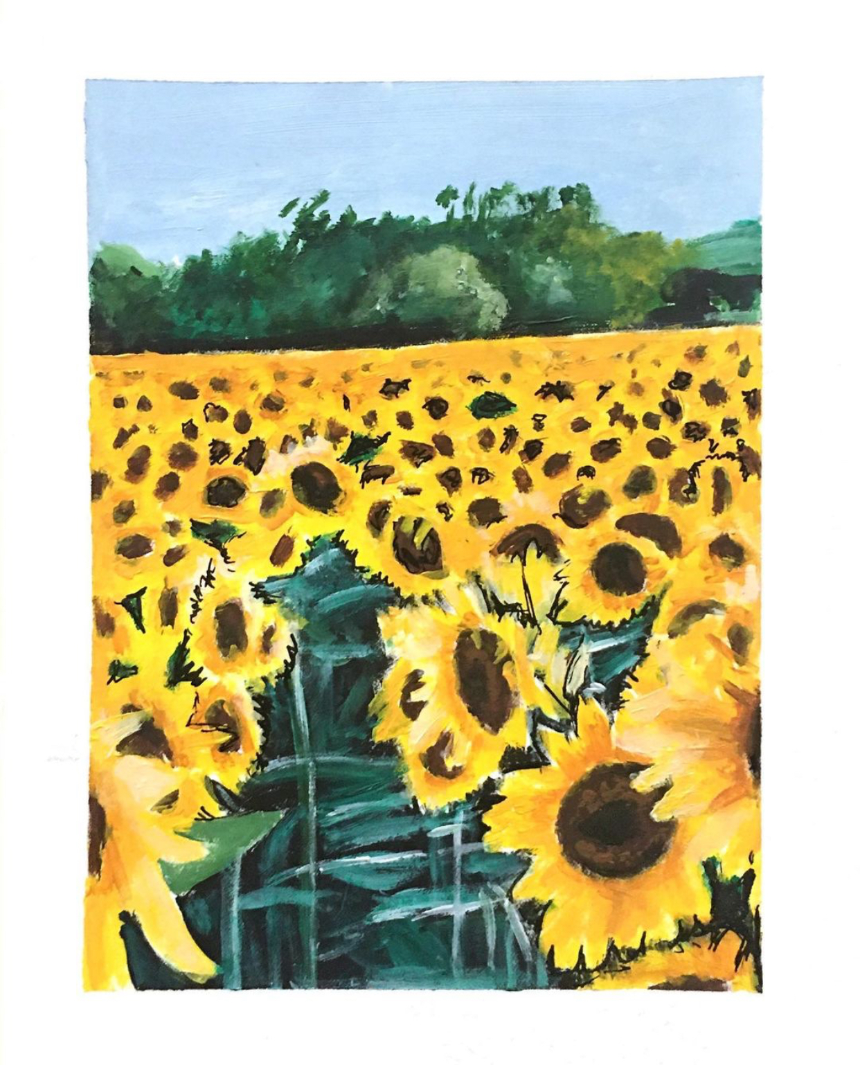 Sunflower Field. Acrylic Paint. September 12, 2020